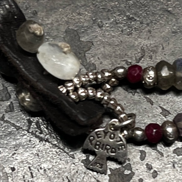Sundance Catalog Gemstone, Sterling, and Leather Bracelet